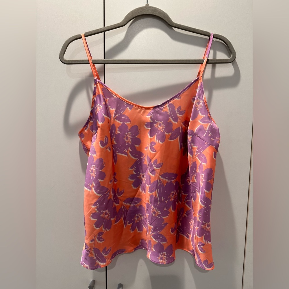BCBGMaxAzria Sleeveless Floral Top Orange & Purple Size S